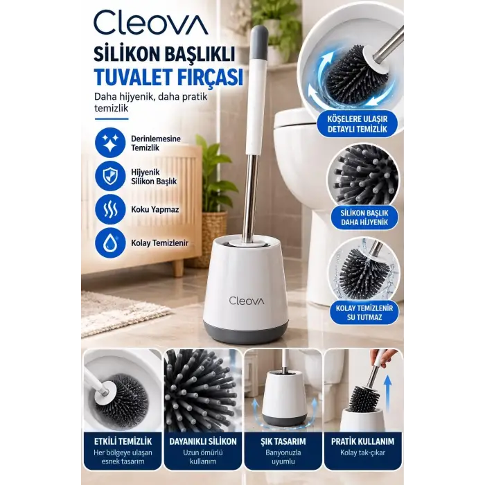 Silikon Başlıklı Tuvalet Fırçası