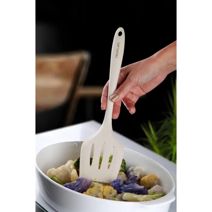 Silikon Izgaralı Spatula Bej