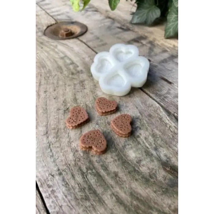 Silikon kalp bisküvi mum kalıbı