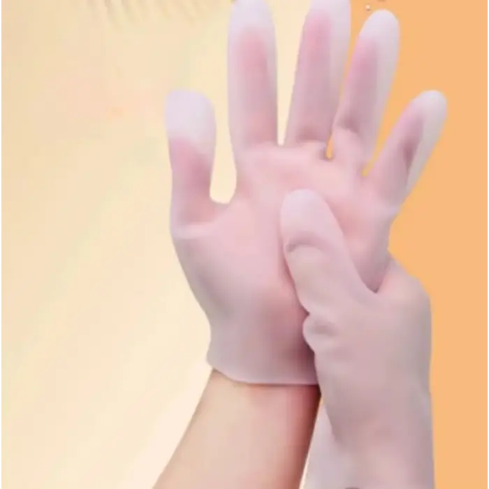 Silikon Yumuşak Spa Nemlendirici Pembe Eldiven Bakım Eldiveni 1 Çift