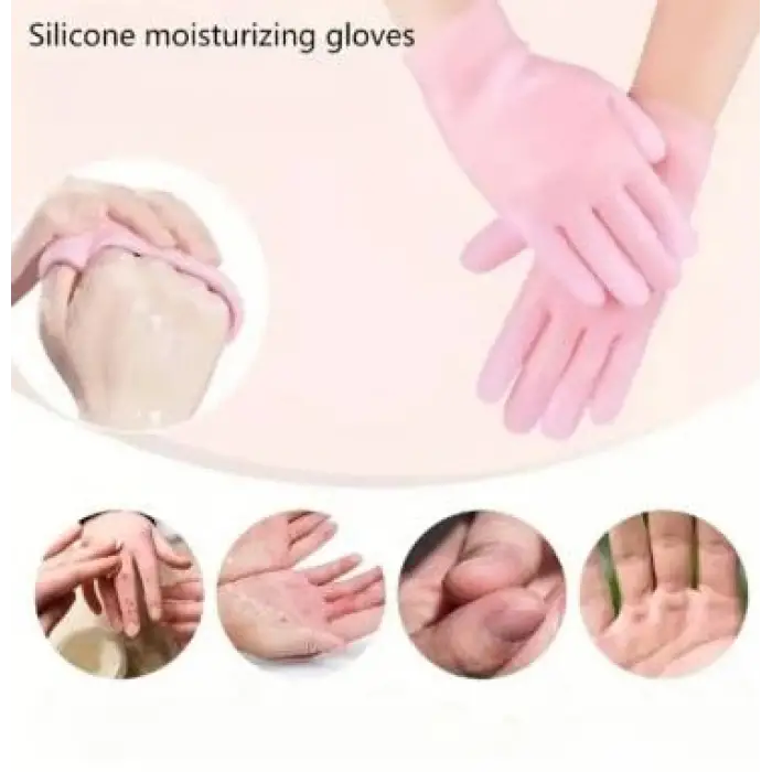 Silikon Yumuşak Spa Nemlendirici Pembe Eldiven Bakım Eldiveni 1 Çift