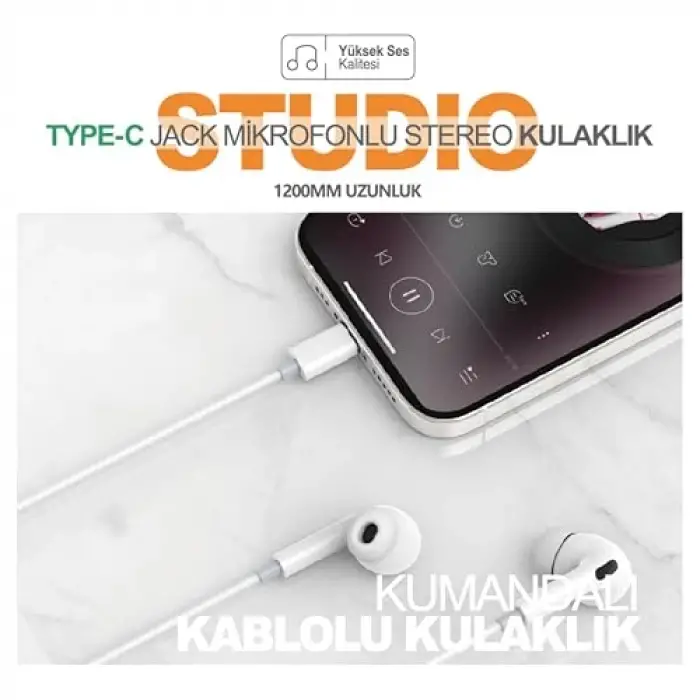 Silikonlu Mikrofonlu Kablolu Type-C Kulaklık – Konforlu Kullanım, Net Ses