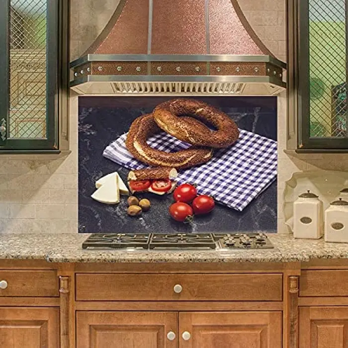 Simit ve Peynir Desenli Mutfak Duvar Stickerı