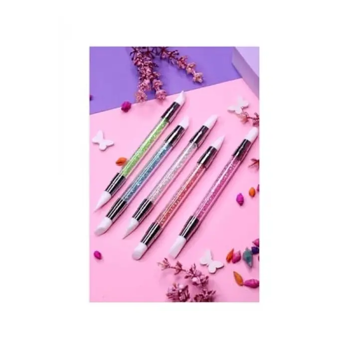 Simli 5li Silikon Nail Art Fırça Seti