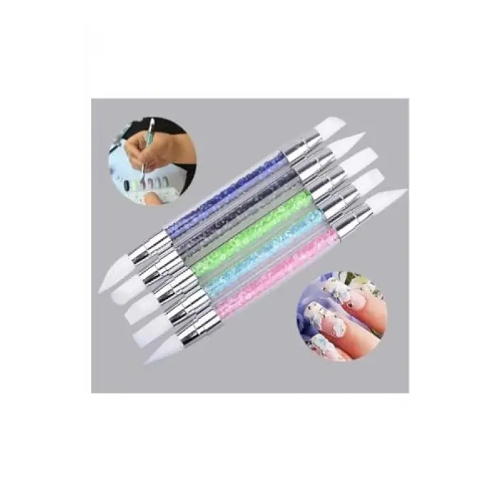 Simli 5li Silikon Nail Art Fırça Seti