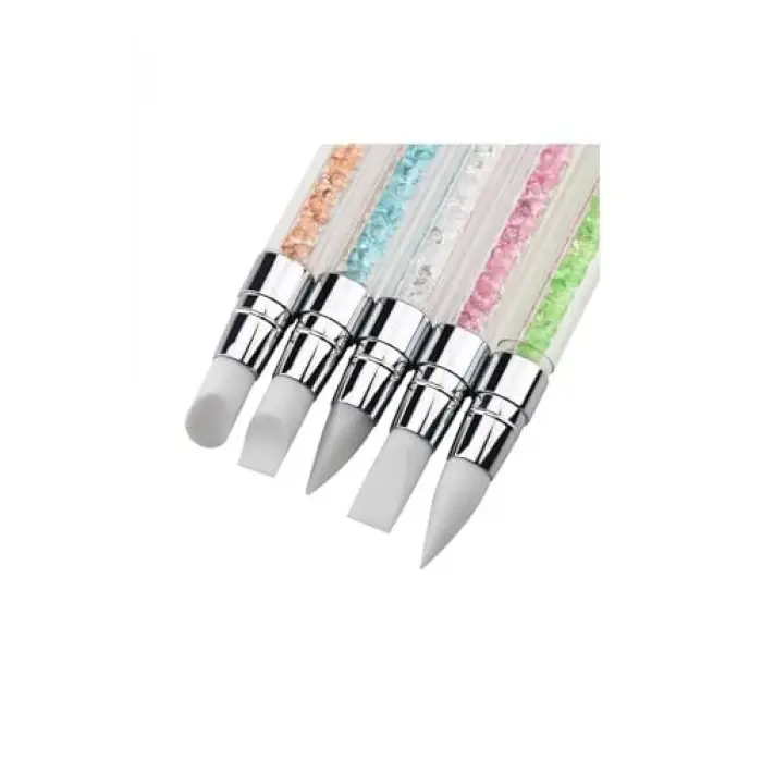 Simli 5li Silikon Nail Art Fırça Seti