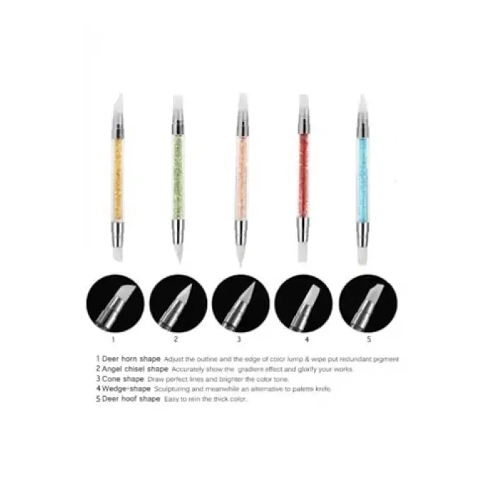 Simli 5li Silikon Nail Art Fırça Seti