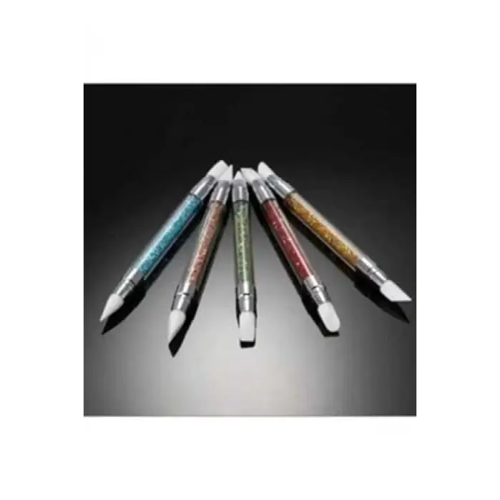 Simli 5li Silikon Nail Art Fırça Seti