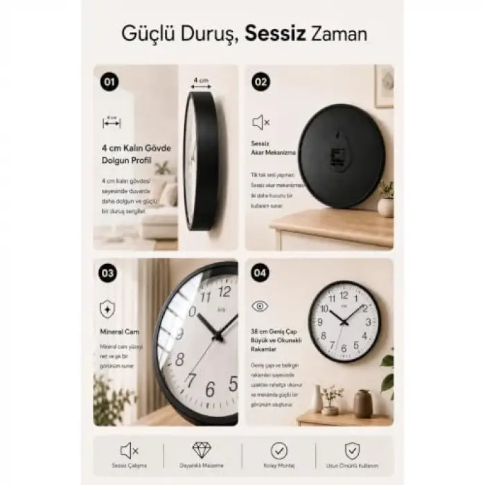 Simplex - Siyah Çerçeveli Basic Duvar Saati