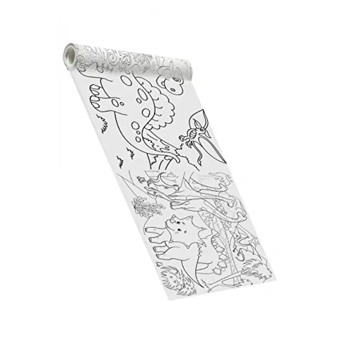 SinaTicaret Dinazorlar Devri Boyama Kağıdı Rulosu, 5 Metre x 45 cm, Sevimli Dinazorlar Temalı, Çocuklar İçin Eğitici ve Eğlenceli Aktivite