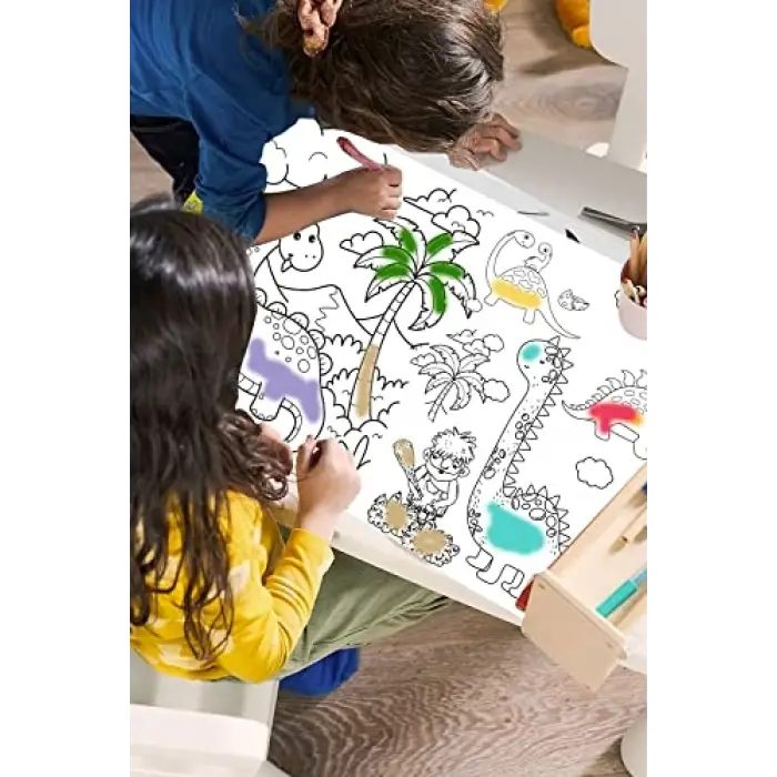 SinaTicaret Dinazorlar Devri Boyama Kağıdı Rulosu, 5 Metre x 45 cm, Sevimli Dinazorlar Temalı, Çocuklar İçin Eğitici ve Eğlenceli Aktivite