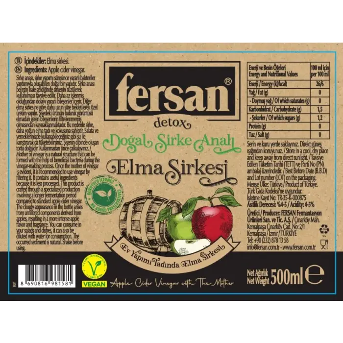 Sirke Analı Elma Sirkesi 500 ml