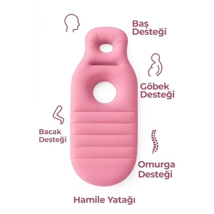 Şişme Hamile Yatağı Elektrikli Şişirme Pompası Hediyeli Pembe
