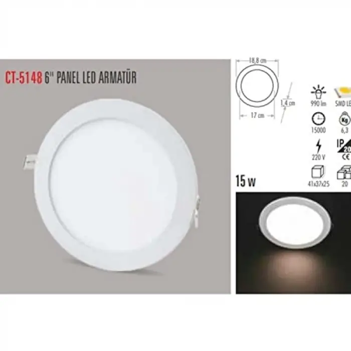 Sıva Altı 15W Slim Panel Beyaz Işık
