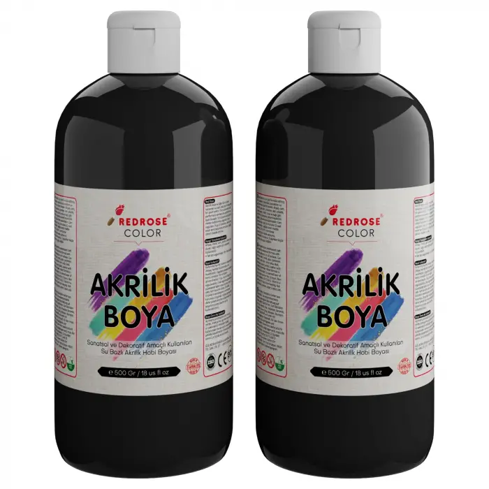 Siyah Akrilik Boya 2li Set, 2x500 g