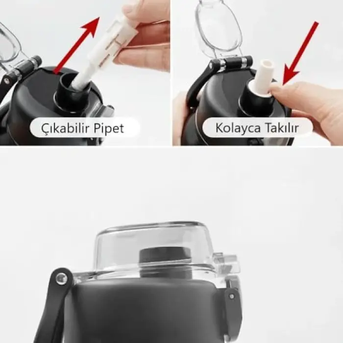 Siyah Çelik Termos Matara 720 Ml