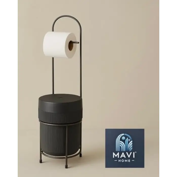 Siyah Kovalı Tuvalet Kâğıtlığı ve Banyo Çöp Kovası