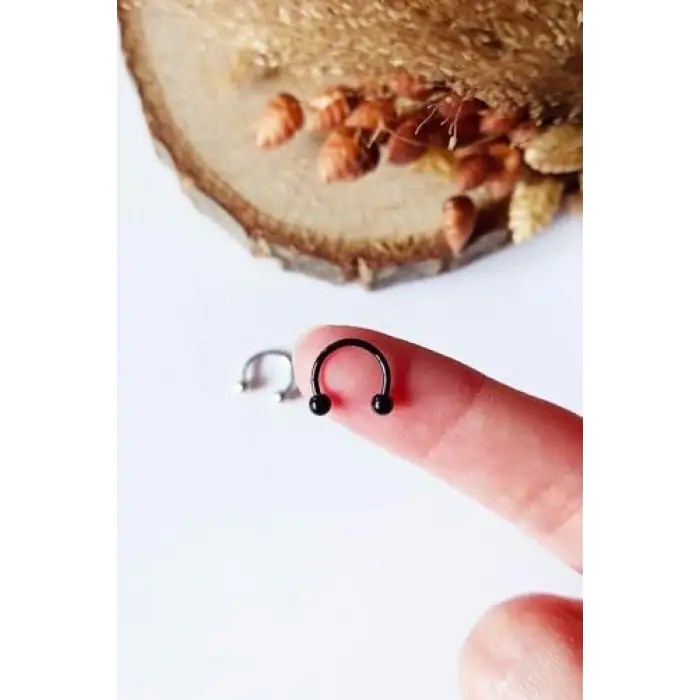 Siyah Pembe İki Toplu Renkli Piercing, İkili Set