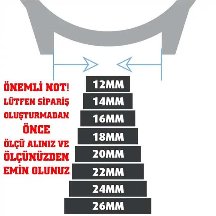 Siyah Saat Kordonu Kayış 18-20-22-24 mm