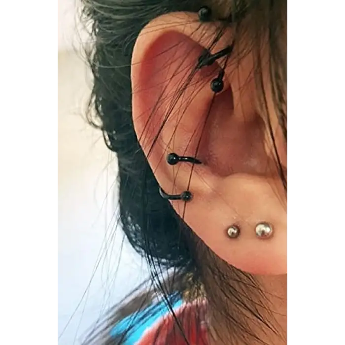 Siyah Spiral Model, İki Ucu Toplu Piercing