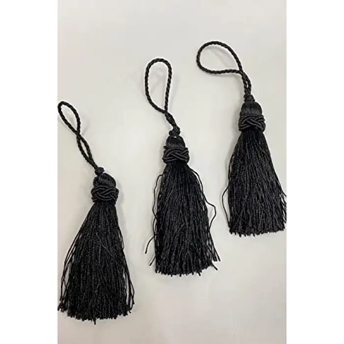 Siyah Topuzlu Püskül 1 Adet Boy 7 Cm