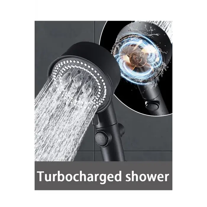 Siyah Turbo Fan Su Tasarruflu Yüksek Basınçlı Duş Başlığı