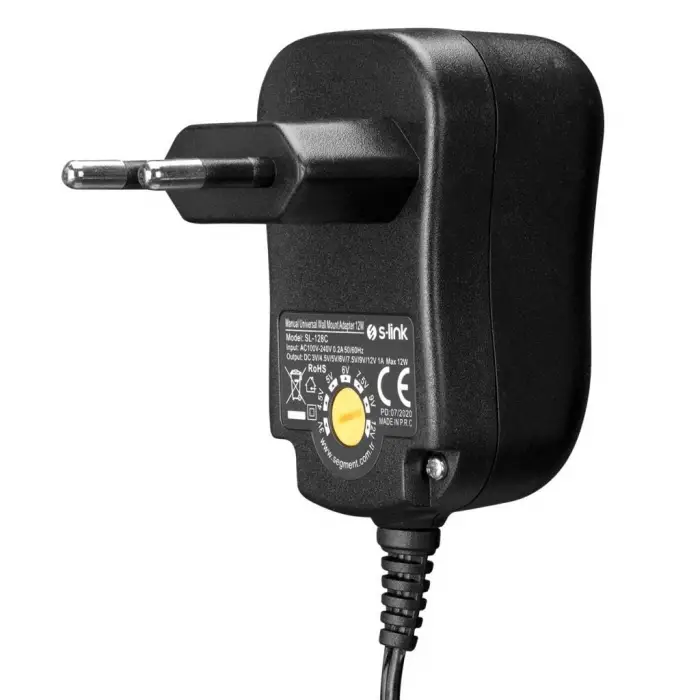 SL-128C 3 Volt - 12 Volt 1 Amper Ayarlı 8 Uçlu Swıtch Mode Plastik Kasa Adaptör