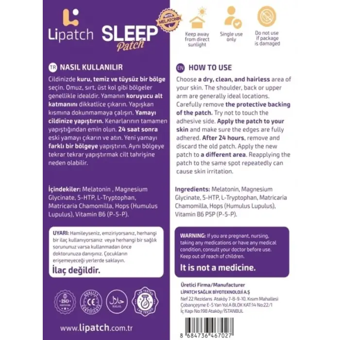 Sleep Patch With Melatonin 30 Adet