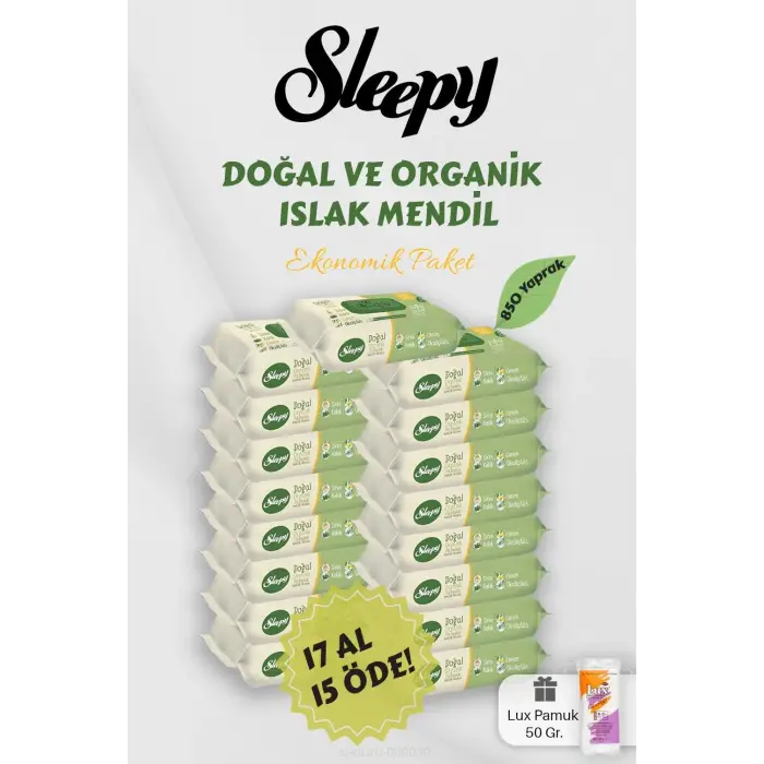 Sleepy Organik Islak Mendil 17 AL 15 Öde Hediyeli