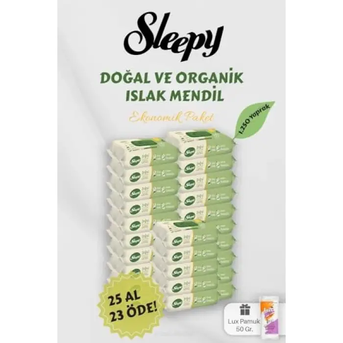 Sleepy Organik Islak Mendil 25 AL 23 Öde Hediyeli