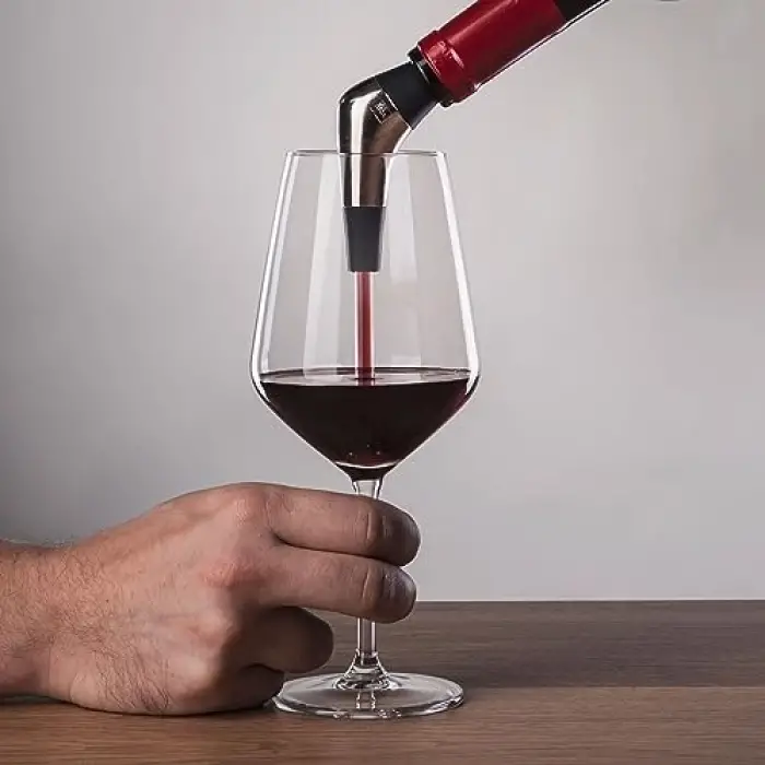 Slow Pourer şarap dökücü, plastik, paslanmaz çelik, gümüş, siyah, s