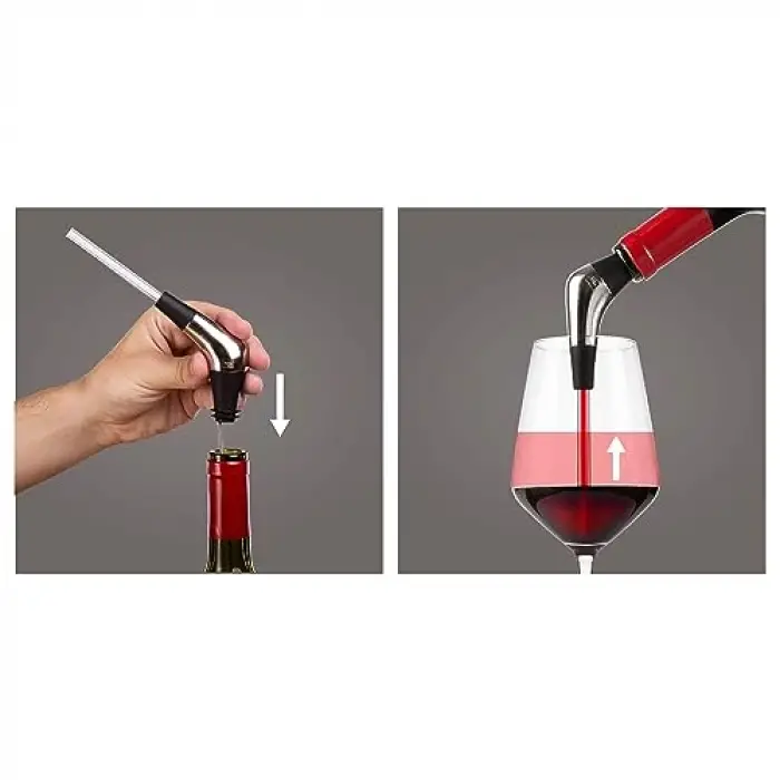 Slow Pourer Şarap Dökücü, Plastik, Paslanmaz Çelik, Gümüş, Siyah, S
