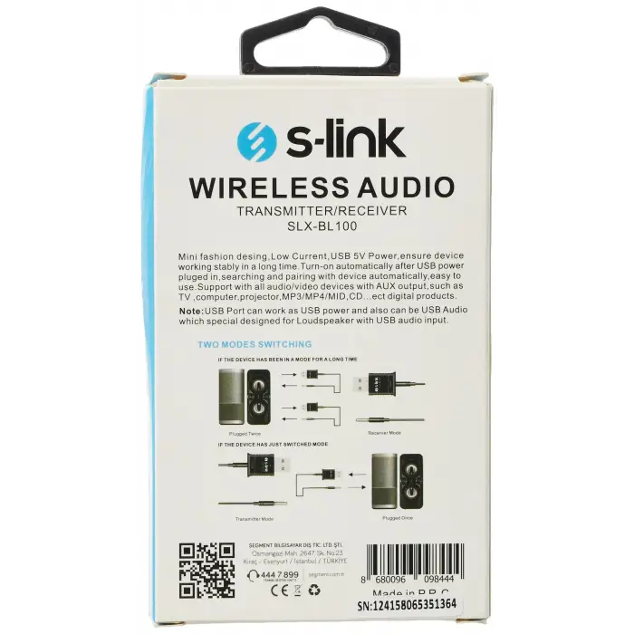 SLX-BL100 2 in 1 Bluetooth Music 3.5 Jack Receiver/Transmitter