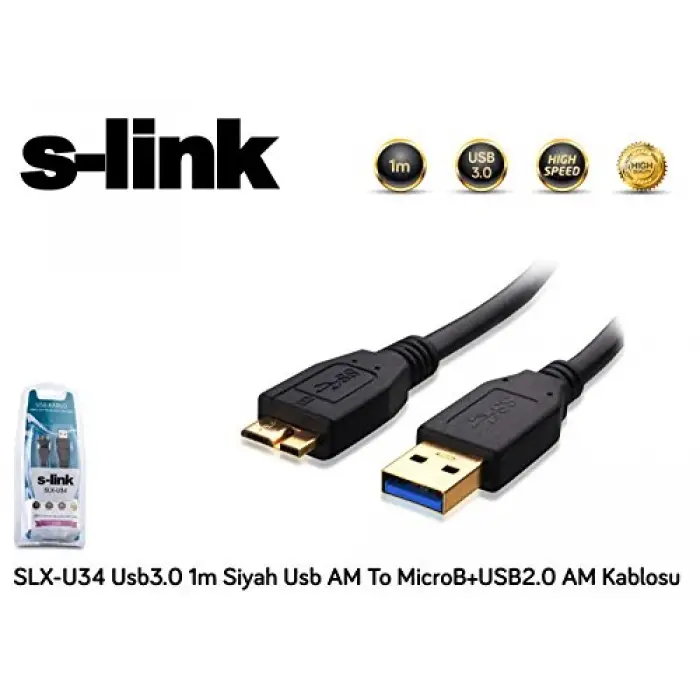SLX-U34 Usb3.0 1m Harici Disk 2li Data+Şarj Micro Usb Kablosu