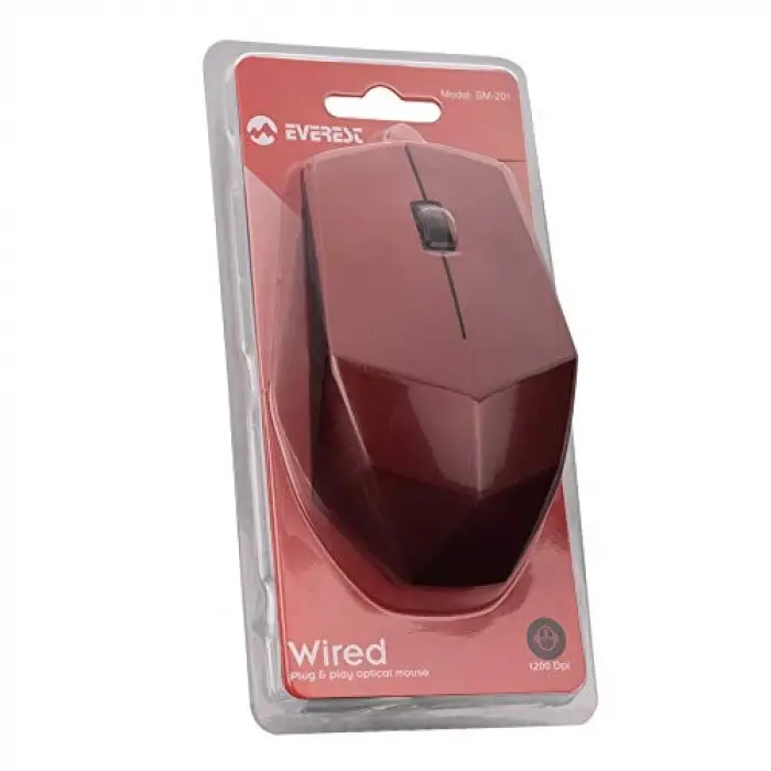 SM-201 Usb Kırmızı 1200dpi Optik Kablolu Mouse