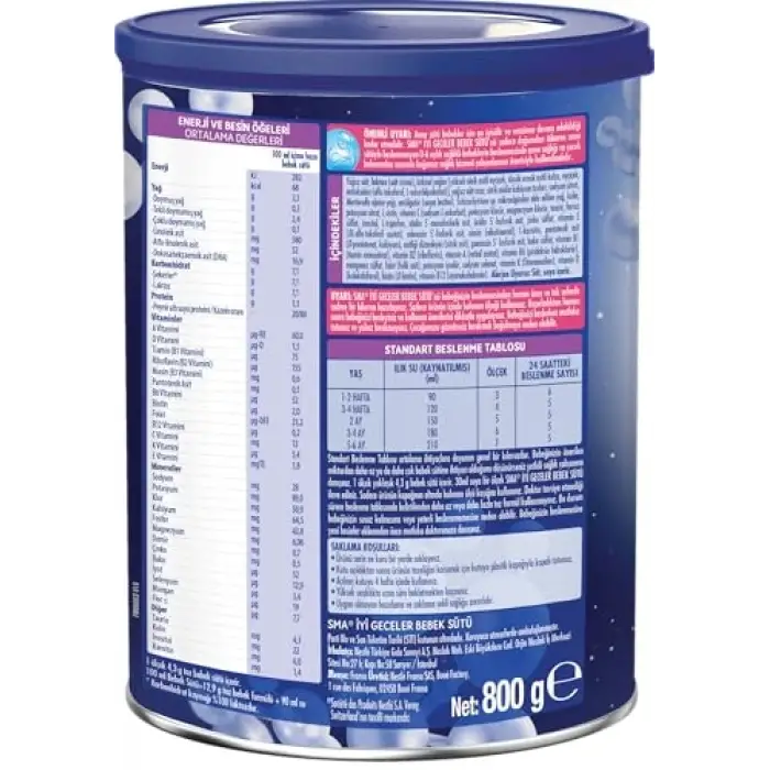 SMA İyi Geceler Bebek Sütü 0-12 Ay 800g