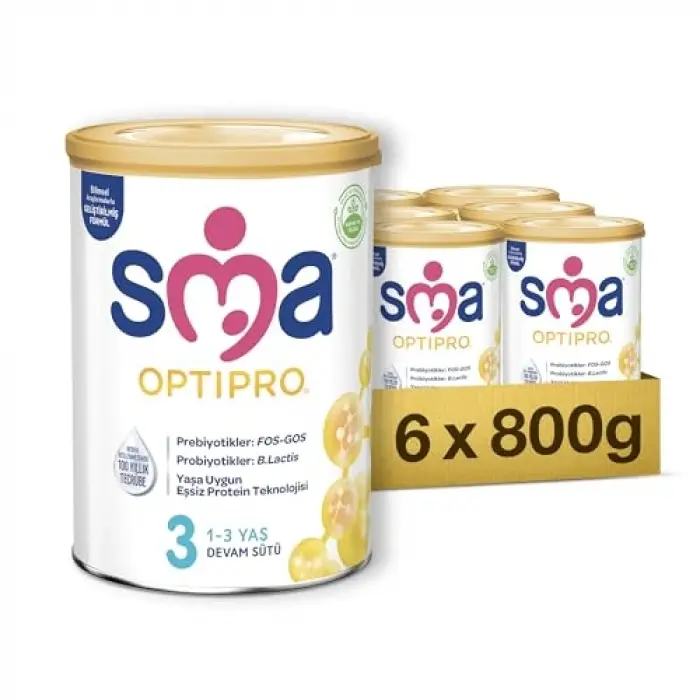 SMA Optipro 3 Devam Sütü (1-3 Yaş, 800 g) x 6