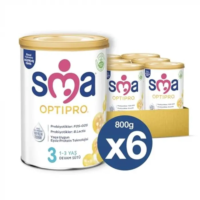 SMA Optipro 3 Devam Sütü (1-3 Yaş, 800 g) x 6