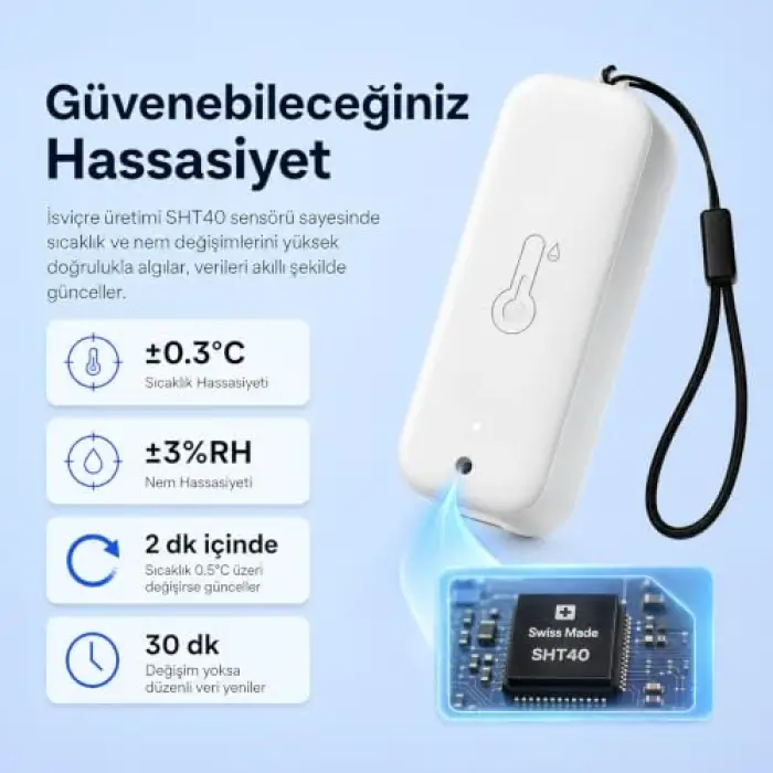 Smart Life Uyumlu), WiFi Sıcaklık ve Nem Sensörü (Tuya