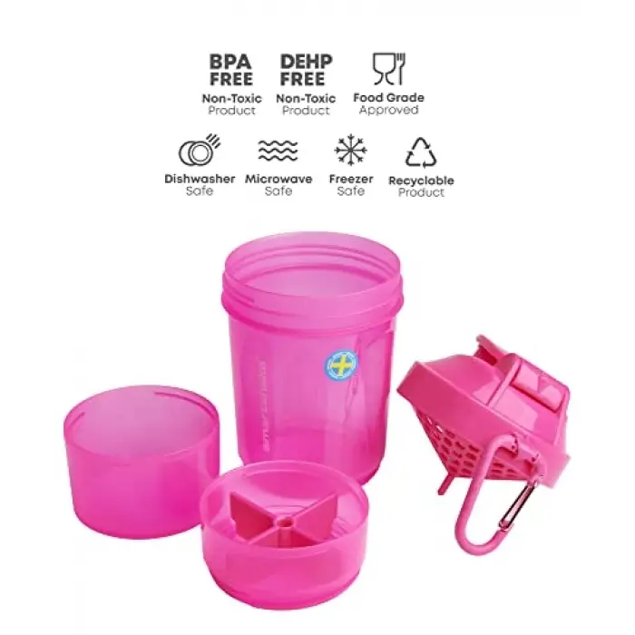 Smart Shake Original 2go Shaker, Neon Pembe, 600 ml