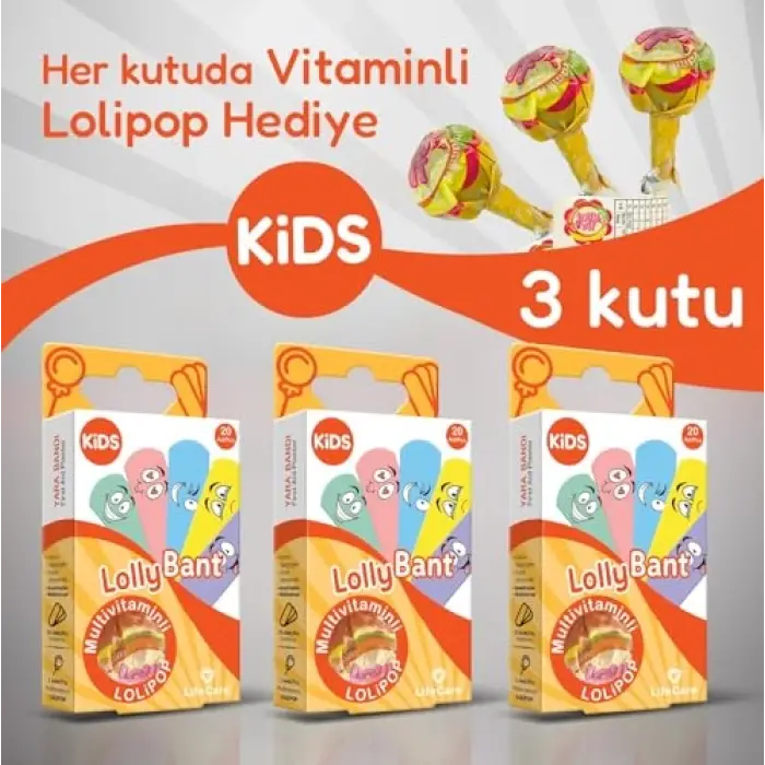 Smile desenli Yarabandı seti Vitaminli Lolipop hediyeli