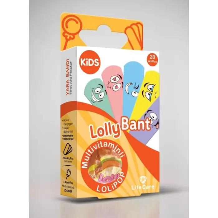 Smile desenli Yarabandı seti Vitaminli Lolipop hediyeli