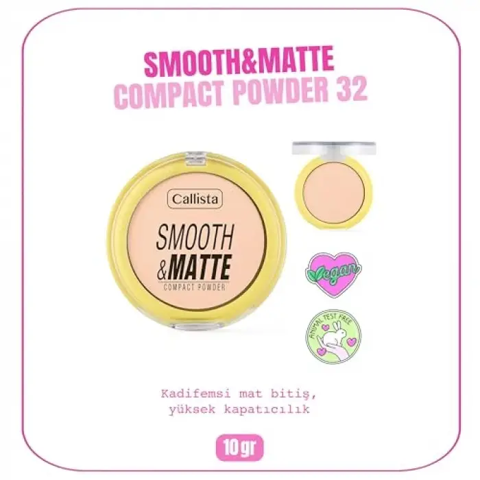 Smooth & Matte Compact Powder Mat Bitişli Toz Pudra - 32 Warm Sand