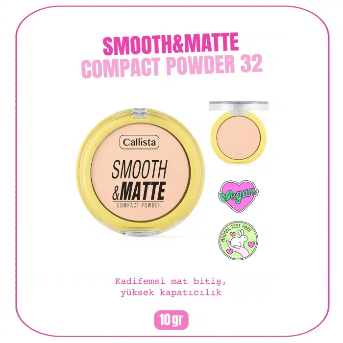 Smooth & Matte Compact Powder Mat Bitişli Toz Pudra - 32 Warm Sand