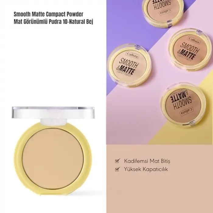 Smooth Matte Compact Powder Mat Görünümlü Pudra 10 Natural Beige