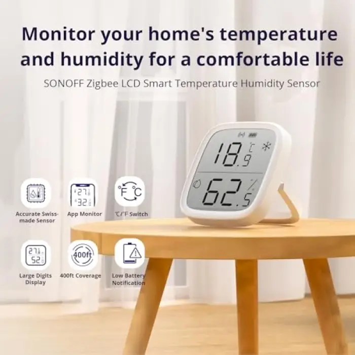 Snzb-02D ZigBee LCD Ekranlı Akıllı Sıcaklık ve Nem Sensörü
