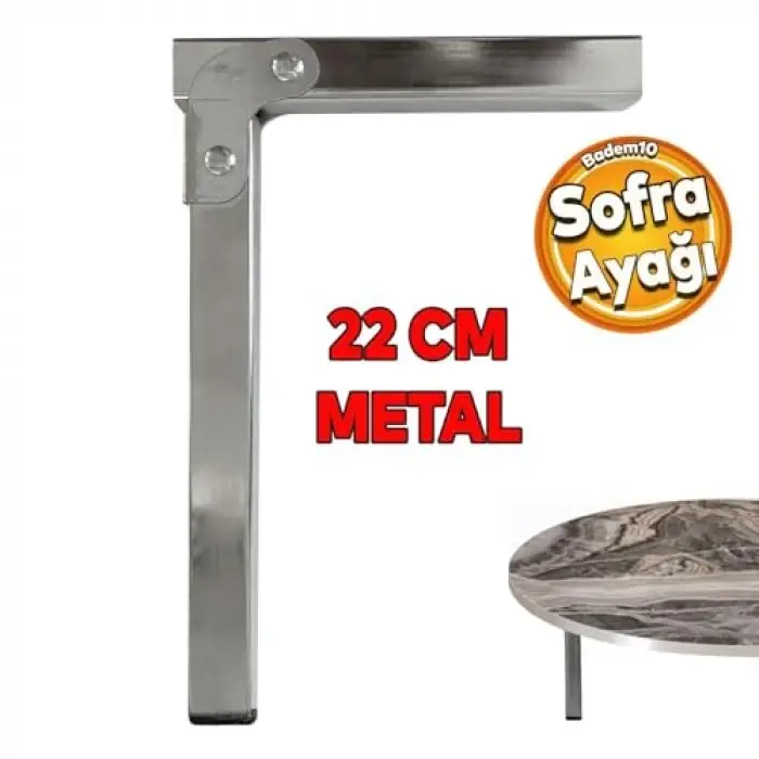 Sofra Ayağı, 22 cm Metal Katlanır, Siyah Taban