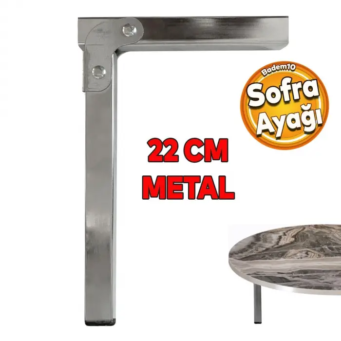 Sofra Ayağı, 22 cm Metal Katlanır, Siyah Taban