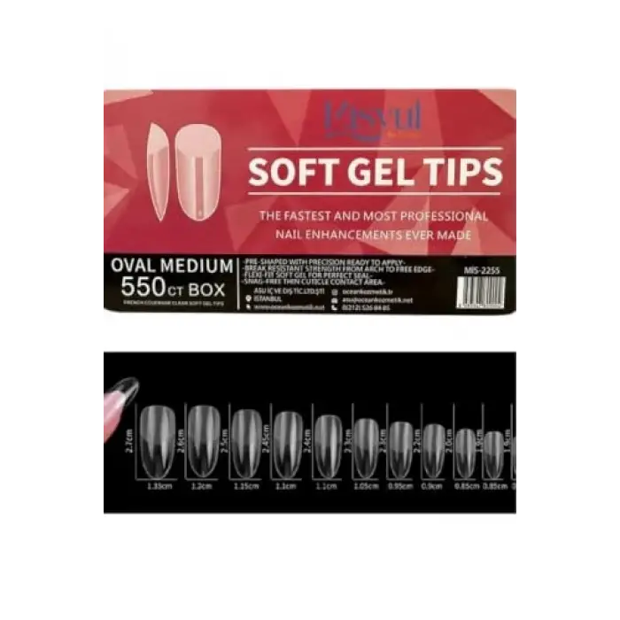 Soft Gel Tips Oval Medium, 550li Protez Tırnak Clear