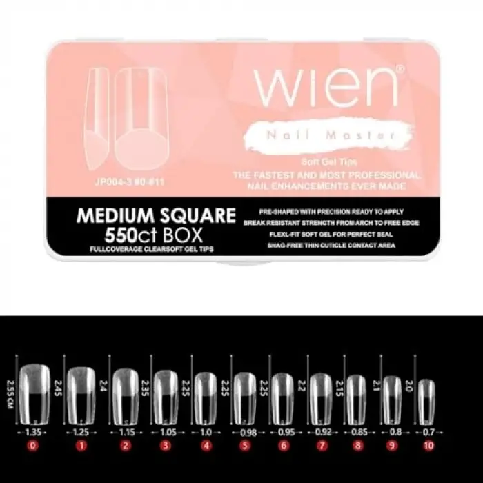 Soft gel tips protez tırnak, Medium Square, 550 adet